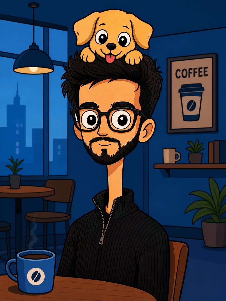 Vertical bizarre flat cartoon portrait of [Boy From Photo...