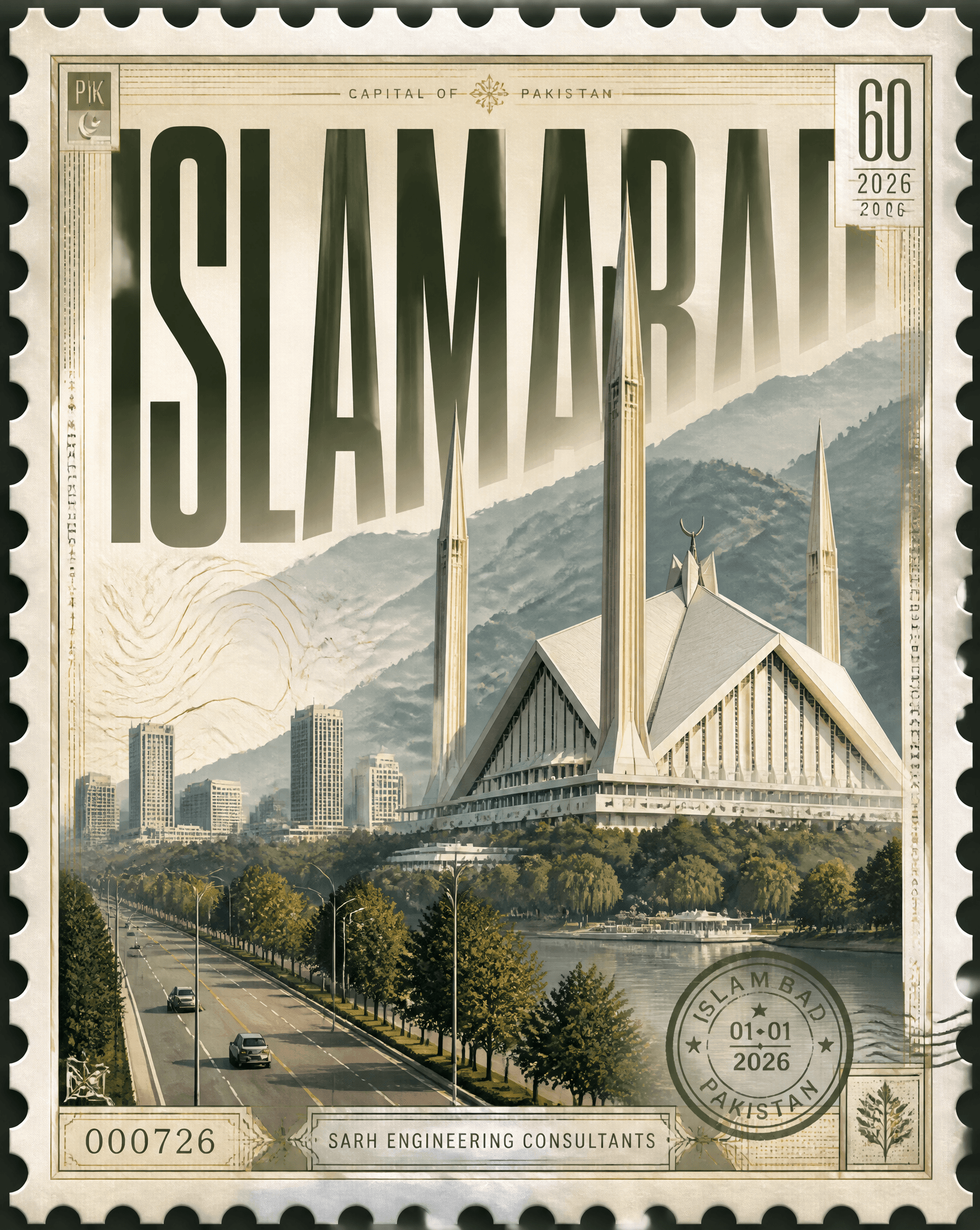 Design a premium 4:5 collectible postal-stamp poster for ...