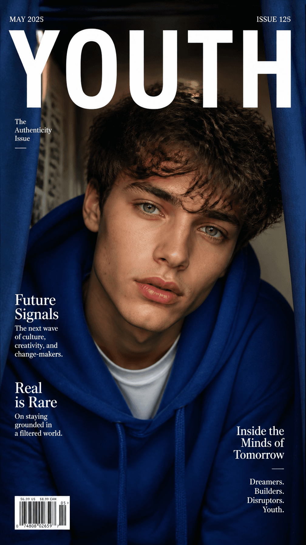 A premium 9:16 fashion magazine cover.Main Subject:A youn...